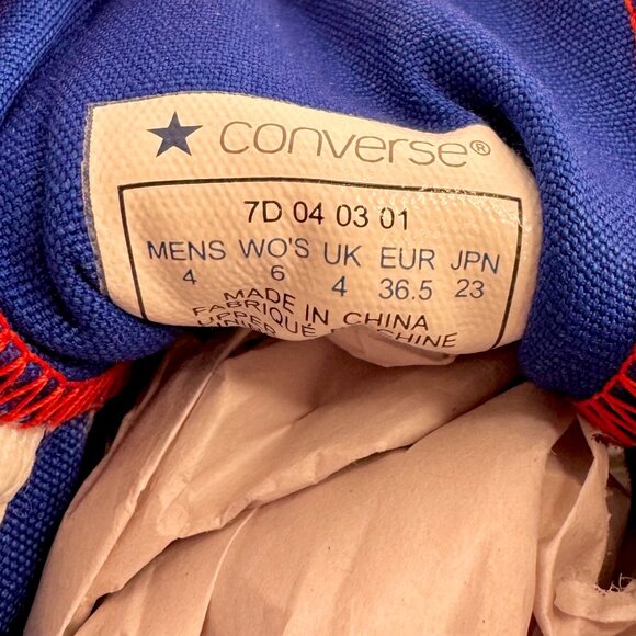 Pre-2003 New Converse Chuck Taylor All-Stars SZ M4/W6 White/Red Trim/ Blue Inner - Picture 9 of 11